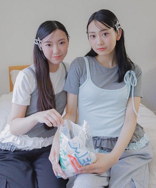 3.3 Field Trip (3.3フィールドトリップ)の「3.3 Field Trip/フリルキャミドッキングT(Tシャツ/カットソー・レディース・ホワイト/ブラック/グレー・FREE)」の6枚目の写真