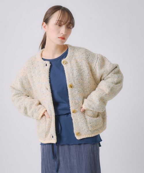 WHYTO.（ホワイト）の「「WHYTO. / ホワイト」ミックステープヤーンニットジャケット（ニット/セーター・レディース・ネイビー/レッド/オフホワイト・FREE）」の18枚目の写真