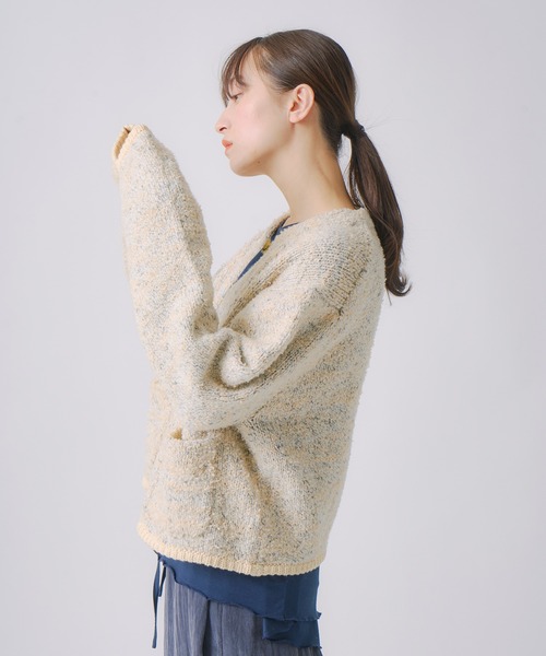 WHYTO.（ホワイト）の「「WHYTO. / ホワイト」ミックステープヤーンニットジャケット（ニット/セーター・レディース・ネイビー/レッド/オフホワイト・FREE）」の19枚目の写真