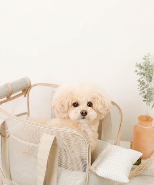 moncheri（モンシェリ）の「メッシュペットトートバッグ+冷感チェック柄ふんわりクッション付き（ペット用キャリーケース・レディース・ベージュ・M）」の20枚目の写真