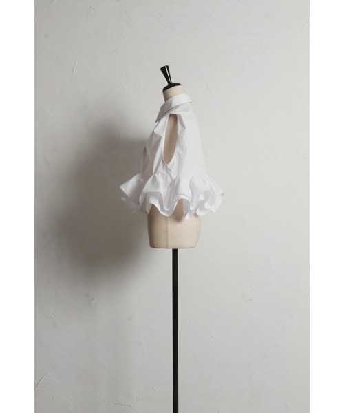 【ZOZO限定】フリルヘムタックスリーブブラウス