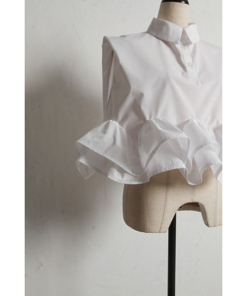 【ZOZO限定】フリルヘムタックスリーブブラウス