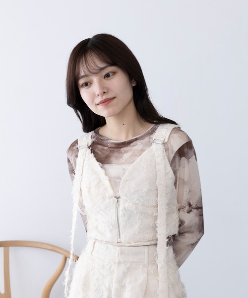 マガジンデモードシュシュ MAGASIN DE MODE Chou Chou フリンジジャカードビスチェ trc （アイボリー） マガジンデモードシュシュ MAGASIN DE MODE Chou Chou フリンジ