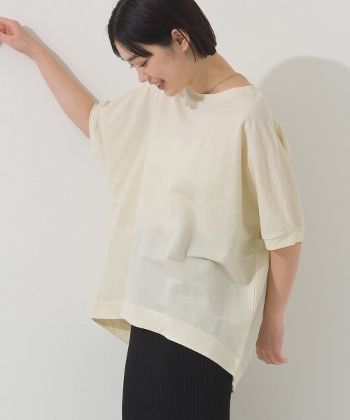 OMNES(オムネス)の「接触冷感ビッグシルエットプルオーバー半袖Tシャツ(Tシャツ/カットソー・レディース・アイボリー/ブラック/ブルー/レッド/ネイビー/ブラウン/ブルー系その他・FREE)」の1枚目の写真