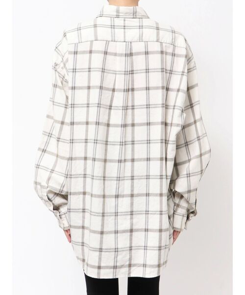 GYDA（ジェイダ）の「Trad comfort checkシャツ（シャツ/ブラウス・レディース・オフホワイト/チャコールグレー/ベージュ・FREE）」の7枚目の写真