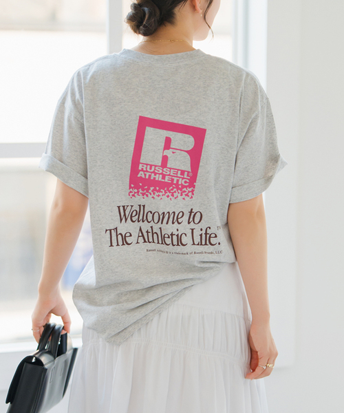 Russell Athletic(ラッセルアスレティック)の「RUSSELL ATHLETIC/ラッセル・アスレティック BOOKSTORE JERSEY T(Tシャツ/カットソー・レディース・ライトグレー/イエロー・MEDIUM)」の5枚目の写真