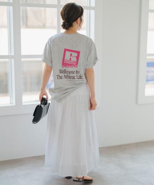 Russell Athletic(ラッセルアスレティック)の「RUSSELL ATHLETIC/ラッセル・アスレティック BOOKSTORE JERSEY T(Tシャツ/カットソー・レディース・ライトグレー/イエロー・MEDIUM)」の7枚目の写真