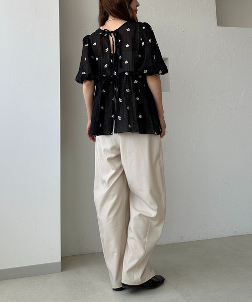 apres jour clair(アプレジュールクレア)の「【apres jour clair】リボンペプラム2WAYシアートップス(シャツ/ブラウス・レディース・オフホワイト/ブラック・フリー/X-LARGE)」の15枚目の写真