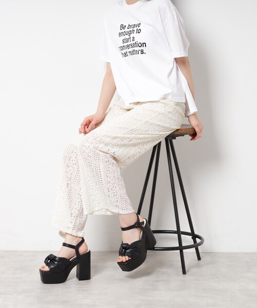 ESPERANZA(エスペランサ)の「【ラク盛り/約12㎝】ラク盛り厚底ツイストリボンサンダル(サンダル・レディース・ブラック/ベージュ/ベージュ系8/ブラック系8/アイボリー系8・LL/L/M/S)」の17枚目の写真
