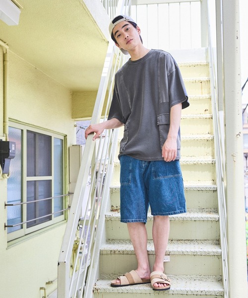 niko and...（ニコアンド）の「アウトポケット付き切り替えTシャツ（Tシャツ/カットソー・メンズ・チャコール/コーラルピンク/カーキ/アイボリー・LARGE/MEDIUM）」の5枚目の写真