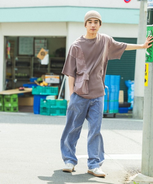 niko and...（ニコアンド）の「アウトポケット付き切り替えTシャツ（Tシャツ/カットソー・メンズ・チャコール/コーラルピンク/カーキ/アイボリー・LARGE/MEDIUM）」の11枚目の写真