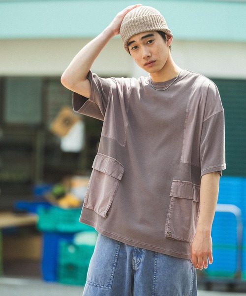 niko and...（ニコアンド）の「アウトポケット付き切り替えTシャツ（Tシャツ/カットソー・メンズ・チャコール/コーラルピンク/カーキ/アイボリー・LARGE/MEDIUM）」の13枚目の写真