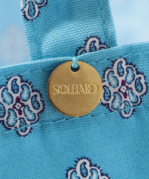 SOULEIADO（ソレイアード）の「SOULEIADO コットンオックス ポケッタブルトートバッグ（トートバッグ・レディース・グリーン系その他/ライトブルー/ライトベージュ・FREE）」の7枚目の写真