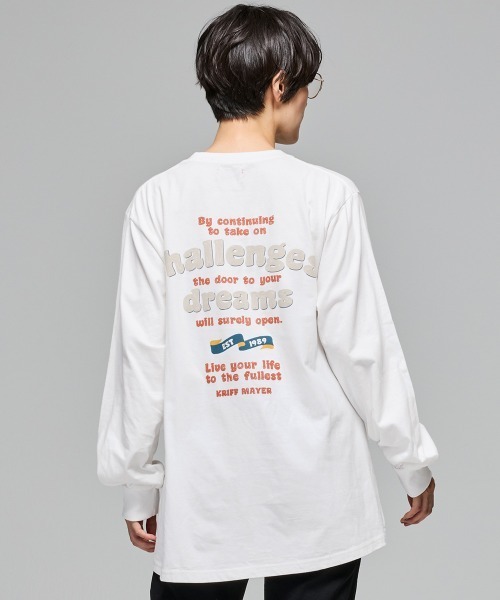 KRIFF MAYER Lady's Collection(クリフメイヤーレディースコレクション)の「【本体綿100%】発泡プリントAラインチュニック(Tシャツ/カットソー・レディース・オレンジ/ライトグリーン/カラフル/ブラック/オフホワイト/グレー/ブルー・MEDIUM/LARGE)」の3枚目の写真