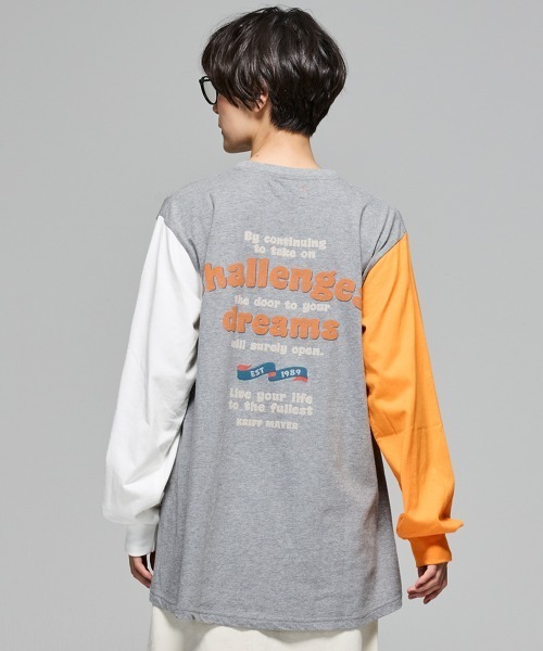 KRIFF MAYER Lady's Collection(クリフメイヤーレディースコレクション)の「【本体綿100%】発泡プリントAラインチュニック(Tシャツ/カットソー・レディース・オレンジ/ライトグリーン/カラフル/ブラック/オフホワイト/グレー/ブルー・MEDIUM/LARGE)」の7枚目の写真