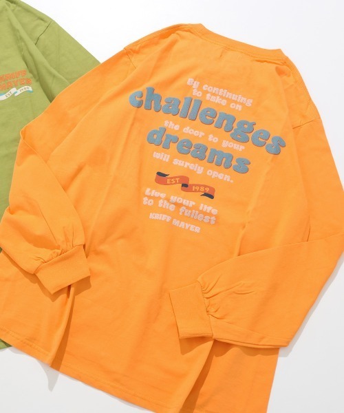 KRIFF MAYER Lady's Collection(クリフメイヤーレディースコレクション)の「【本体綿100%】発泡プリントAラインチュニック(Tシャツ/カットソー・レディース・オレンジ/ライトグリーン/カラフル/ブラック/オフホワイト/グレー/ブルー・MEDIUM/LARGE)」の2枚目の写真