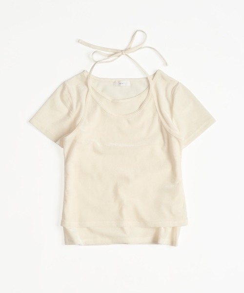 MUHET(ミュエータ)の「【set item】sheer velour t-shirt & halter neck camisole / シアーベロアTシャツ&ホルターネックキャミソール(Tシャツ/カットソー・レディース・グレー/ブラウン/アイボリー・FREE)」の4枚目の写真