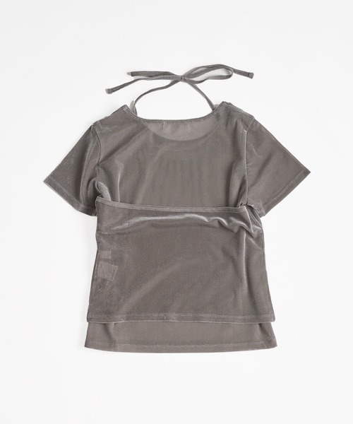 MUHET(ミュエータ)の「【set item】sheer velour t-shirt & halter neck camisole / シアーベロアTシャツ&ホルターネックキャミソール(Tシャツ/カットソー・レディース・グレー/ブラウン/アイボリー・FREE)」の15枚目の写真