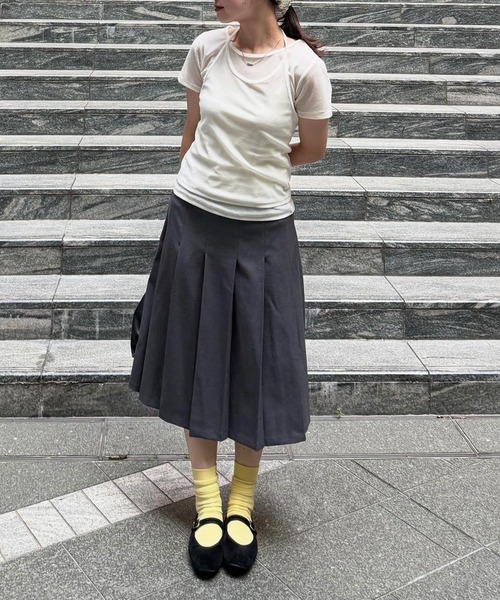 MUHET(ミュエータ)の「【set item】sheer velour t-shirt & halter neck camisole / シアーベロアTシャツ&ホルターネックキャミソール(Tシャツ/カットソー・レディース・グレー/ブラウン/アイボリー・FREE)」の8枚目の写真