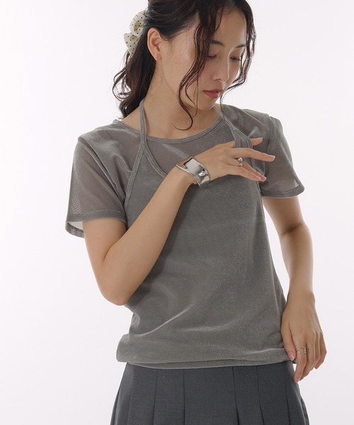 MUHET(ミュエータ)の「【set item】sheer velour t-shirt & halter neck camisole / シアーベロアTシャツ&ホルターネックキャミソール(Tシャツ/カットソー・レディース・グレー/ブラウン/アイボリー・FREE)」の17枚目の写真