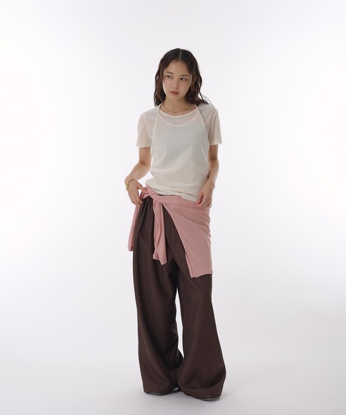 MUHET(ミュエータ)の「【set item】sheer velour t-shirt & halter neck camisole / シアーベロアTシャツ&ホルターネックキャミソール(Tシャツ/カットソー・レディース・グレー/ブラウン/アイボリー・FREE)」の12枚目の写真