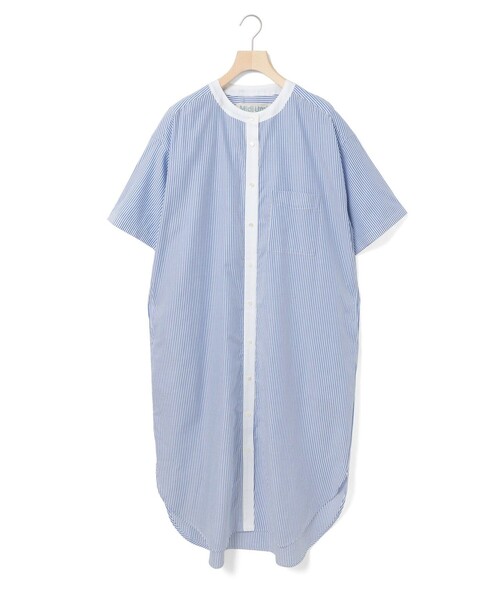 MidiUmi(ミディウミ)の「MidiUmi クレリックストライプシャツワンピース(ワンピース・レディース・ベージュ/ブラック/ライトブルー・FREE)」の4枚目の写真