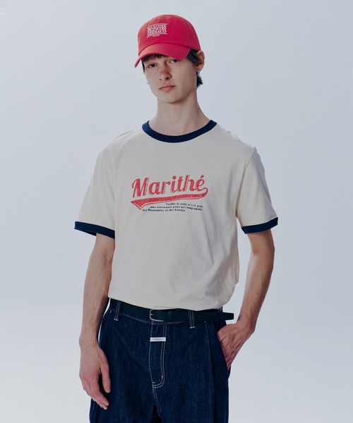 Tシャツ・カットソー Marithe + Francois Girbaud W VINTAGE BASEBALL RINGER TEE nav M VINTAGE BASEBALL RINGER TEE
