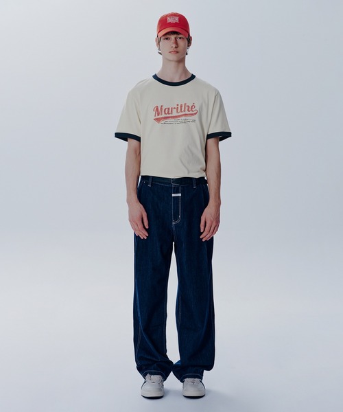 MARITHE + FRANCOIS GIRBAUD（マリテフランソワジルボー）の「M VINTAGE BASEBALL RINGER TEE（Tシャツ/カットソー・メンズ・アイボリー/ネイビー・LARGE/X-LARGE）」の4枚目の写真