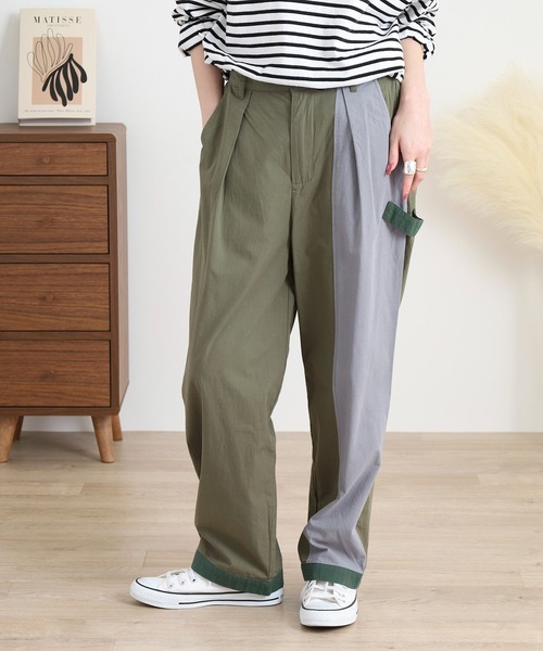 Emago(イマゴ)の「EMAGO 配色ストレートパンツ(その他パンツ・レディース・ネイビー/ベージュ/カーキ・FREE)」の3枚目の写真