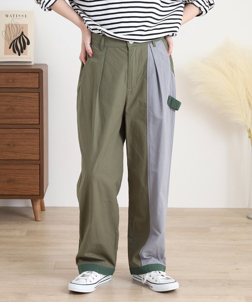 Emago(イマゴ)の「EMAGO 配色ストレートパンツ(その他パンツ・レディース・ネイビー/ベージュ/カーキ・FREE)」の14枚目の写真