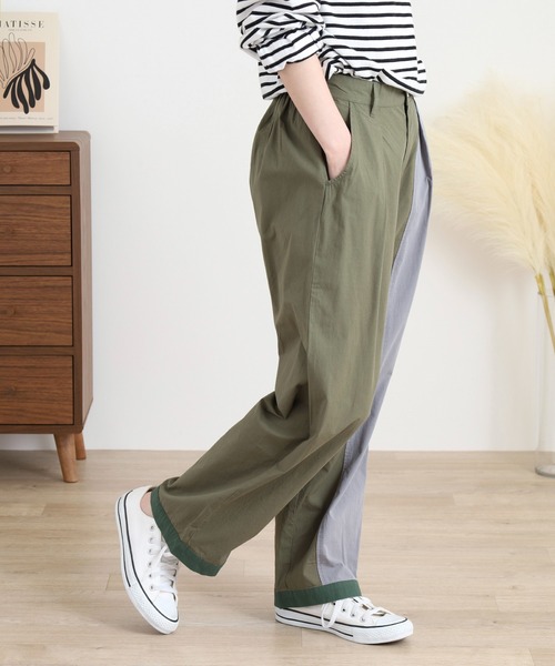 Emago(イマゴ)の「EMAGO 配色ストレートパンツ(その他パンツ・レディース・ネイビー/ベージュ/カーキ・FREE)」の15枚目の写真
