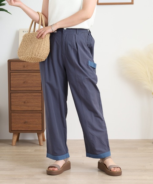 Emago(イマゴ)の「EMAGO 配色ストレートパンツ(その他パンツ・レディース・ネイビー/ベージュ/カーキ・FREE)」の20枚目の写真