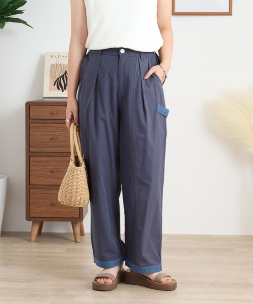 Emago(イマゴ)の「EMAGO 配色ストレートパンツ(その他パンツ・レディース・ネイビー/ベージュ/カーキ・FREE)」の22枚目の写真