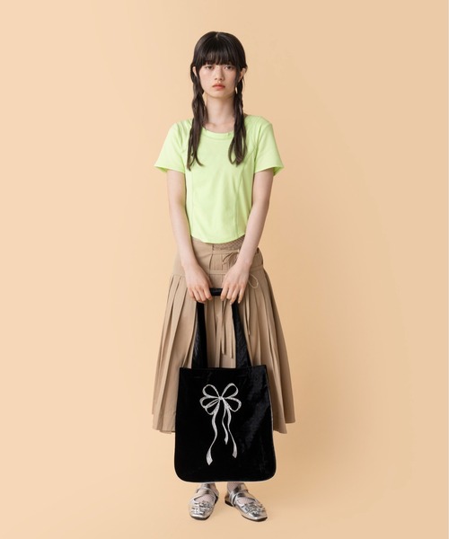 Casselini(キャセリーニ)の「Casselini(キャセリーニ)リボンエンブロイダリートート(トートバッグ・レディース・ブラック/ブルー/イエロー・FREE)」の8枚目の写真