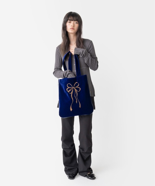 Casselini(キャセリーニ)の「Casselini(キャセリーニ)リボンエンブロイダリートート(トートバッグ・レディース・ブラック/ブルー/イエロー・FREE)」の12枚目の写真