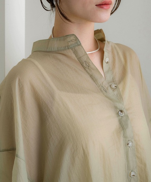 NOAHL（ノアル）の「【NOAHL】接触冷感シアーボリュームシャツ（シャツ/ブラウス・レディース・グリーン系/ブラウン/グレー系・FREE）」の4枚目の写真