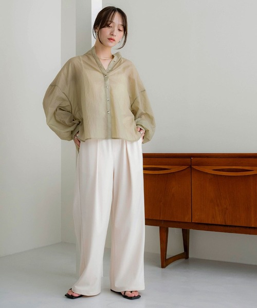 NOAHL（ノアル）の「【NOAHL】接触冷感シアーボリュームシャツ（シャツ/ブラウス・レディース・グリーン系/ブラウン/グレー系・FREE）」の7枚目の写真