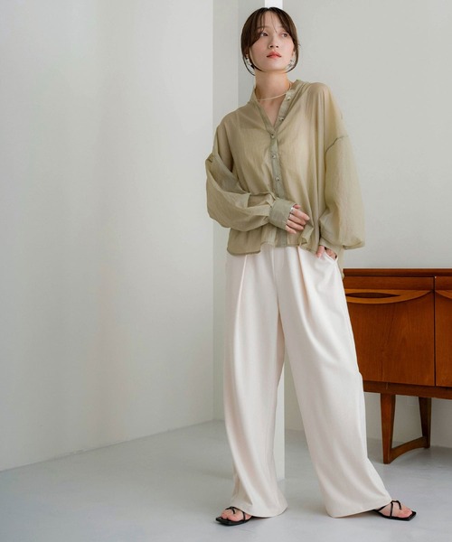 NOAHL（ノアル）の「【NOAHL】接触冷感シアーボリュームシャツ（シャツ/ブラウス・レディース・グリーン系/ブラウン/グレー系・FREE）」の10枚目の写真