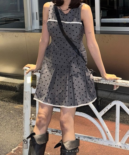 ワンピース JUDIN Waist ribbon pleats mini dress Waist ribbon pleats mini dress | Judin