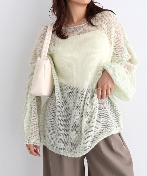 セール】シアーモヘアオーバーサイズニットトップス（ニット/セーター