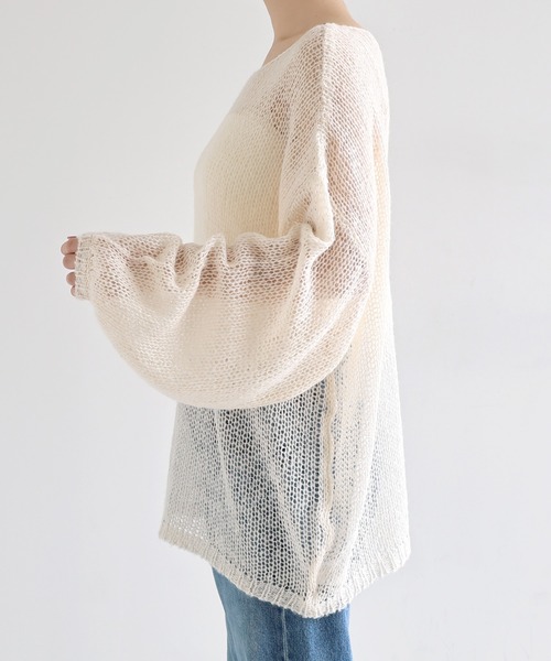 Freesia by andme(フリージアバイアンドミー)の「シアーモヘアオーバーサイズニットトップス(ニット/セーター・レディース・チャコールグレー/ピンク/キナリ/ミント・FREE)」の15枚目の写真