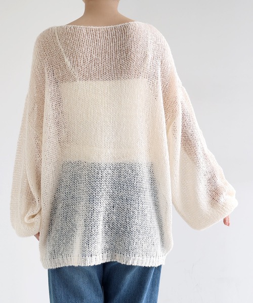 Freesia by andme(フリージアバイアンドミー)の「シアーモヘアオーバーサイズニットトップス(ニット/セーター・レディース・チャコールグレー/ピンク/キナリ/ミント・FREE)」の16枚目の写真