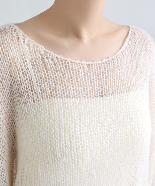 Freesia by andme(フリージアバイアンドミー)の「シアーモヘアオーバーサイズニットトップス(ニット/セーター・レディース・チャコールグレー/ピンク/キナリ/ミント・FREE)」の17枚目の写真