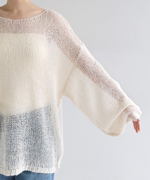 Freesia by andme(フリージアバイアンドミー)の「シアーモヘアオーバーサイズニットトップス(ニット/セーター・レディース・チャコールグレー/ピンク/キナリ/ミント・FREE)」の18枚目の写真