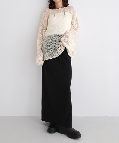 Freesia by andme(フリージアバイアンドミー)の「シアーモヘアオーバーサイズニットトップス(ニット/セーター・レディース・チャコールグレー/ピンク/キナリ/ミント・FREE)」の8枚目の写真