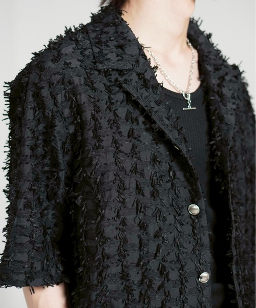 Chikashitsu +（チカシツプラス）の「【Chikashitsu +】feather touch cropped half sleeve shirt / 【チカシツプラス】フェザータッチクロップド半袖シャツ（シャツ/ブラウス・メンズ・ホワイト/ブラック・ONE SIZE）」の16枚目の写真