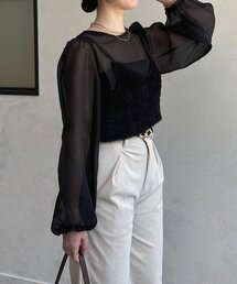 シアー」に該当するトップス（ブラック/黒色系）ファッション