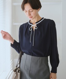 【前後2WAY】【WEB限定カラー】配色リボンブラウス/通勤対応