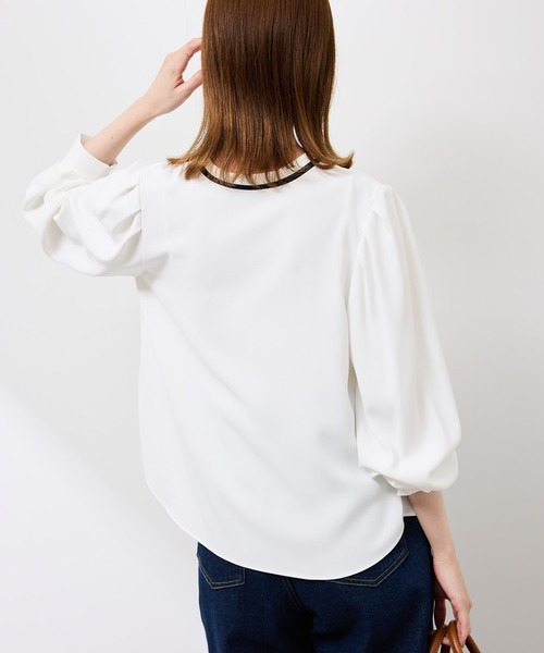 ROPE' PICNIC(ロペピクニック)の「【前後2WAY】【WEB限定カラー】配色リボンブラウス/通勤対応(シャツ/ブラウス・レディース・サックスブルー/ホワイト系その他/ベージュ系その他/ベージュ系その他2/ブルー系その他・S/M)」の12枚目の写真