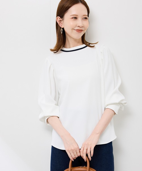 ROPE' PICNIC(ロペピクニック)の「【前後2WAY】【WEB限定カラー】配色リボンブラウス/通勤対応(シャツ/ブラウス・レディース・サックスブルー/ホワイト系その他/ベージュ系その他/ベージュ系その他2/ブルー系その他・S/M)」の13枚目の写真